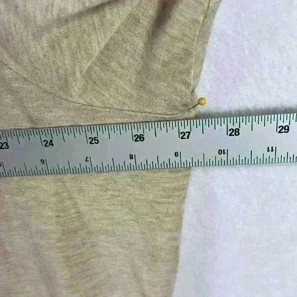 Lane Bryant Knit / Chiffon Cardigan Size 22/24 Tan Color Waterfall Front - Picture 7 of 8